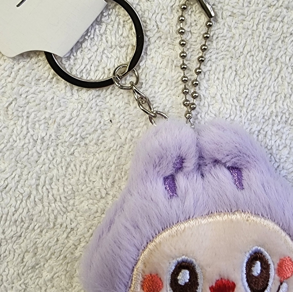 PURPLE Plush Bunny W/ BOW TIE KEYCHAIN /BAG CHARM NEW - Picture 7 of 7